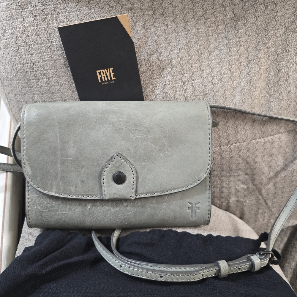 Frye Light Gray Leather Crossbody Bag
